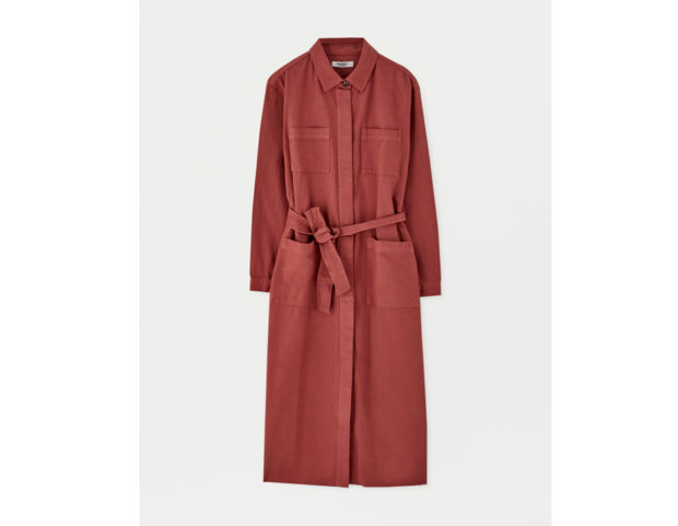 Trench denim lungo con cintura