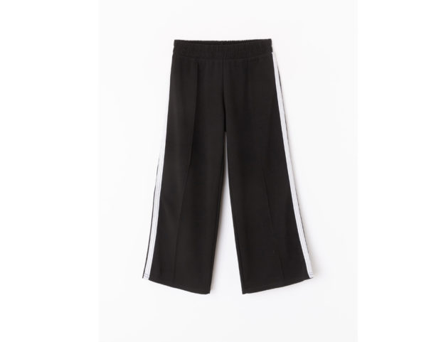 Pantalone palazzo nero con bande bianche