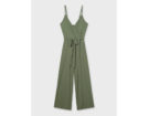 Khaki Slinky Strappy Rib Jumpsuit