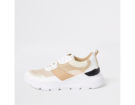 Cream colour block chunky lace-up trainers