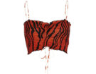 Red zebra print shirred crop top