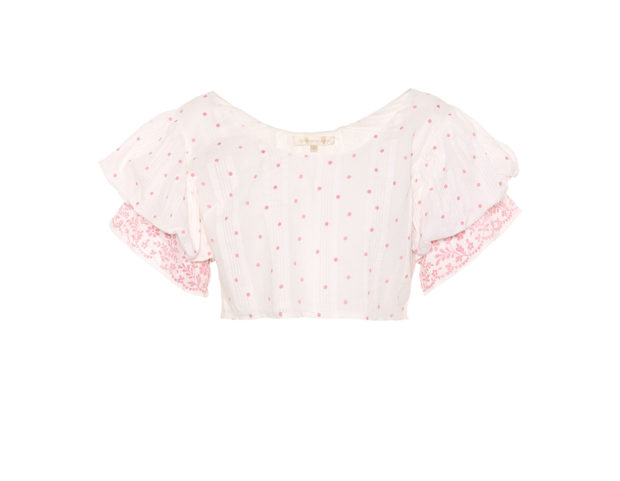 Mini top cropped con fantasia pois