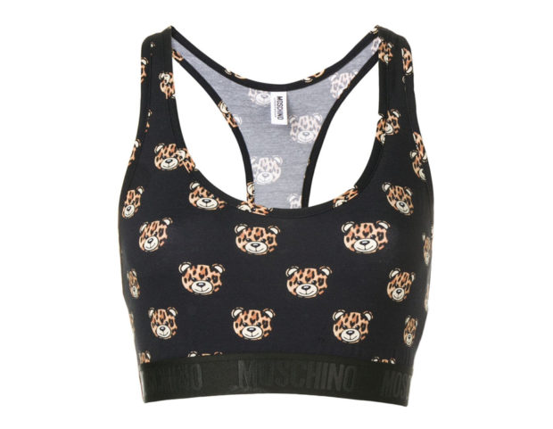 Top cropped con stampa orsi leopardati