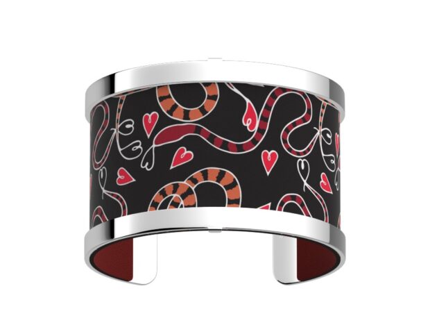 LES GEORGETTES_BRACELET PURE_FINITION ARGENT_40MM_CUIR SERPENT COEUR