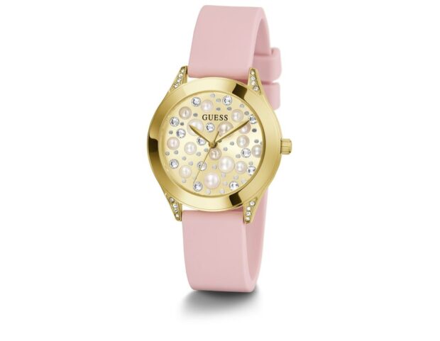 Guess Quadrante color champagne cristalli e perle